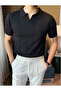 Men's Black Striped Short Sleeve Knitwear T-Shirt