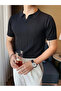 Men's Black Striped Short Sleeve Knitwear T-Shirt - 2