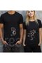 Valentine's Day Couple Combination Custom Printed Black Valentine's Day T-Shirt