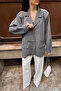 Gray Double Color Design Summer Blazer Jacket - 3