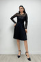 Top Sequin Bottom Pleated Midi Dress - BLACK - 4