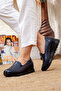 Women's Navy Blue Genuine Leather Orthopedic Shoes