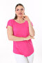 Women's Plus Size Neon Pink Crew Neck Low Sleeve Blouse 65N37706 - 4