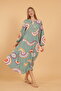 Women's long sleeve full length printed woven dress - 2