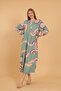Women's long sleeve full length printed woven dress - 4