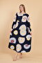 Women's long sleeve full length printed woven dress