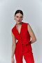 Button Detailed Short Vest Jacket Red - 4