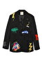 Embroidered Detail Blazer Jacket Black