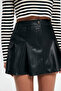 Pleat Detailed Pocketed Mini Leather Skirt Black - 4