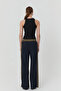 Patterned Trousers with Elastic Waist Match Detail Navy Blue - 5