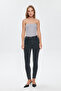 High Waist Slim Leg Jeans Trousers Gray - 3