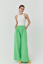Tie Detailed Wide Leg Trousers Green