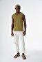 Men's Crew Neck Flexible And Mesh Textured Sleeveless Knitwear Singlet Olive 24S269 - 2