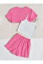 Kids' Smile Printed Cropped t-shirt, Sleeveless Cropped Top and Top Bottom Set - 2