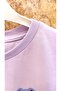 Lilac Bear Printed Knitted Flower Embroidered Short Sleeve Girl's T-shirt - 5