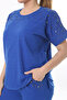 Women's Large Size Cobalt Blue Stone Detailed Short Sleeve Sweatshirt Pants Set 65N37702 - 5