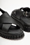 Women's Black Ankle Strap Cross Strap Poly High Sole Sandals - 3