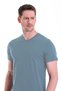 Indigo Plain Regular Fit 100% Cotton V-Neck T-Shirt - 5