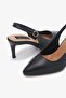 Larta Black Genuine Leather Women's Heeled Shoes - 6