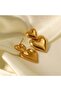 Gold shiny heart women's earrings - 2