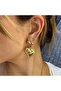 Gold shiny heart women's earrings