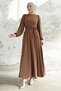 Scuba-Kleid mit Gürtel - Hellbraun