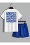 wondrous printed bottom with blue shorts unisex set - 2