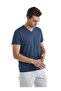 Men's Navy Blue Pajama Set with Short Sleeve Shorts C8T0N5O04- - 4