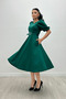 Crepe Fabric Belt Detail Dress - Emerald Green - 3