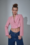 Wadded Detailed Crop Blazer Jacket Pink