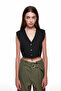 Button Detailed Vest Jacket Black