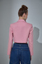Wadded Detailed Crop Blazer Jacket Pink - 5