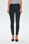 High Waist Slim Leg Jeans Trousers Gray - 4