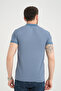 Men's Ashy Blue Polo Collar Cotton Summer Short Sleeve T-shirt - 3