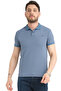 Men's Ashy Blue Polo Collar Cotton Summer Short Sleeve T-shirt