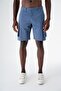 Men's Casual Cut Cotton Cargo Shorts Blue 24s297 - 3