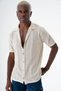 Men's Print Short Sleeve Regular Fit Knitwear Shirt Beige 24s267