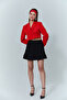 Pleat Detailed Elastic Waist Shorts Lined Mini Skirt - 3