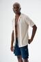 Men's Print Short Sleeve Regular Fit Knitwear Shirt Beige 24s267 - 5