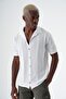 Men's Pattern Short Sleeve Regular Fit Knitwear Shirt White 24s267