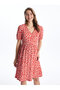Printed V Neck Floral Short Sleeve Krinkle Maternity Dress - 3