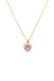 Elegant Steel Necklace with Pink Crystal Heart - 2