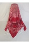 Almond Needlework Red Head Covering Scarf Prayer Cloth