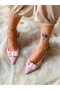 PARİ PINK CINNAMON SUEDE RIBBON HEELED SHOES SANDALS - 4