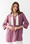 Women's Dried Rose Collar, Bird Eye Detail, Side Slit, Flared Aerobin Loose Cut Tunic - 7