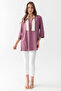 Women's Dried Rose Collar, Bird Eye Detail, Side Slit, Flared Aerobin Loose Cut Tunic - 2