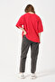 Unisex Red Crew Neck Printed Oversize T-shirt - 6