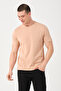 Men's Beige Crew Neck Slim Fit T-shirt - 4