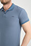 Men's Ashy Blue Polo Collar Cotton Summer Short Sleeve T-shirt - 4