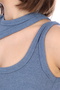 Women's Blue Double Strap Buckle Ribbed Camisole Body - 6